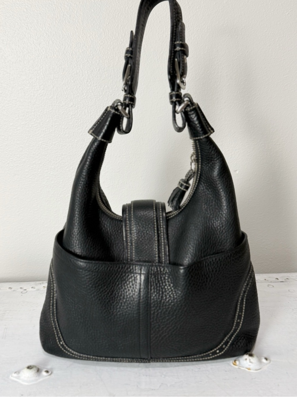 Coach Vintage Hamptons Pebbled Leather Hobo Bag Black Y2K 5054 - Picture 4 of 11